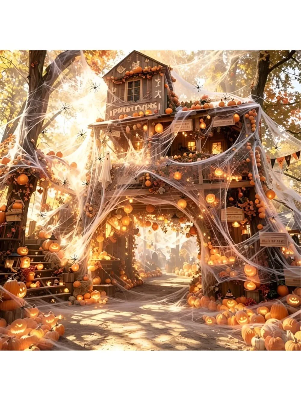 1200 sqft Halloween Spider Webs and 50pcs Fake Spiders Super Stretch